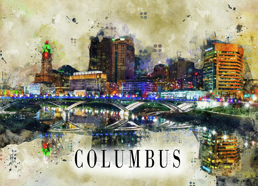 Columbus Ohio Concept Art Mixed Media by Dan Sproul