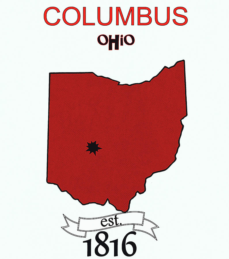 Columbus Ohio Established Map Digital Art by Dan Sproul
