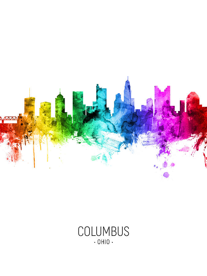 Columbus Ohio Skyline #05 Digital Art by Michael Tompsett