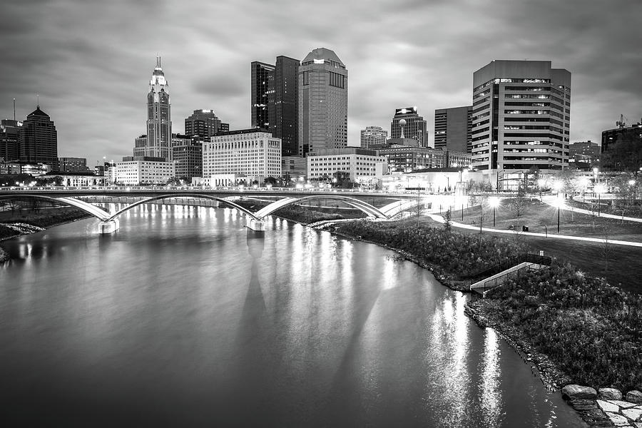 Columbus Ohio Skyline BW Contrasts Photograph by Gregory Ballos