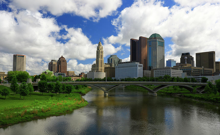 Columbus Ohio Skyline Wide Angle Photograph by Dan Sproul