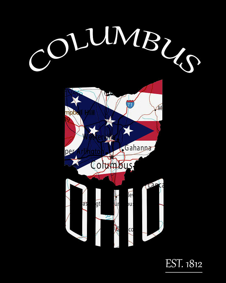 Columbus Ohio State Map  Digital Art by Dan Sproul