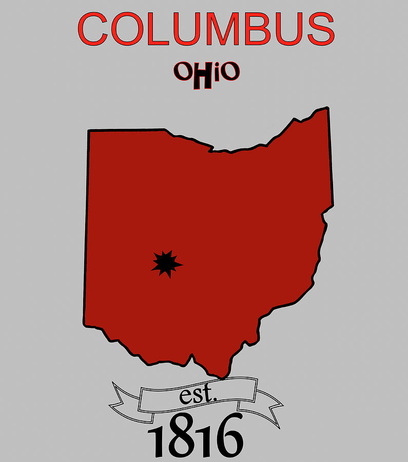 Columbus Ohio State Map Established Date Mixed Media by Dan Sproul