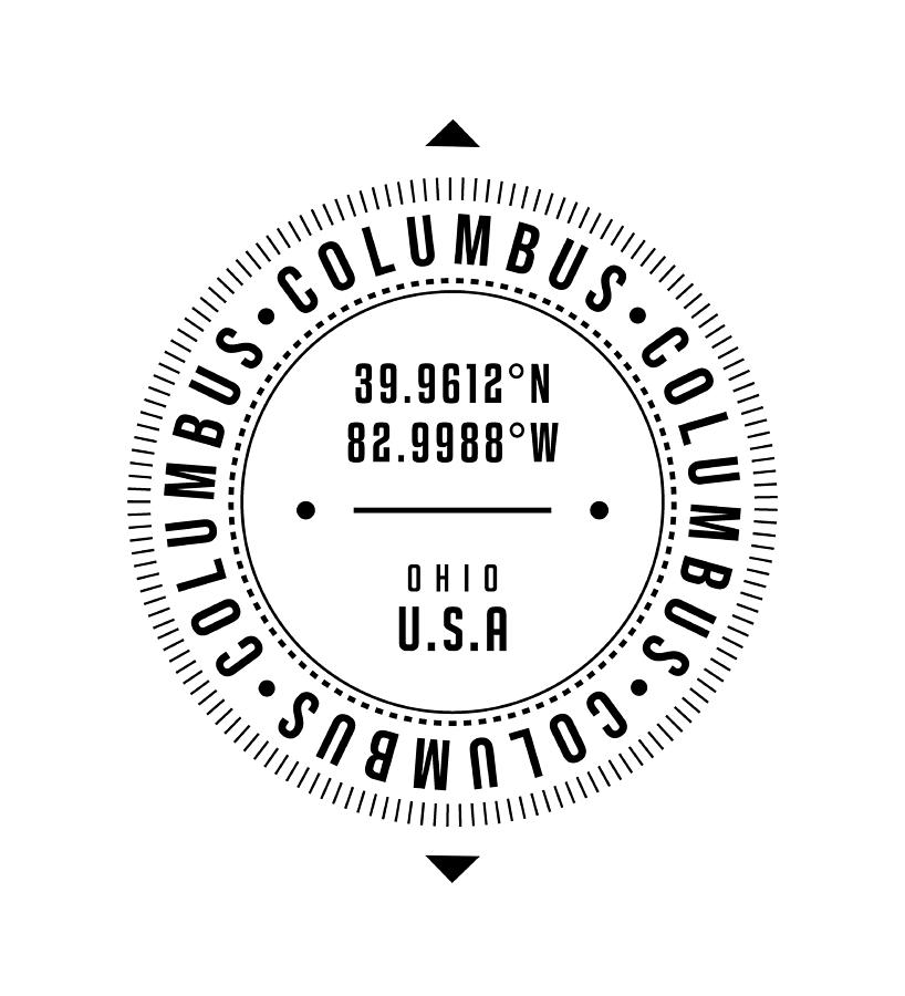 Columbus Digital Art - Columbus, Ohio, USA - 1 - City Coordinates Typography Print - Classic, Minimal by Studio Grafiikka