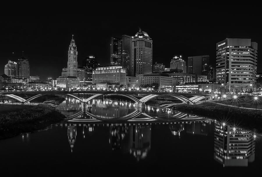 Architecture Photograph - Columbus Skyline At Night by Dan Sproul
