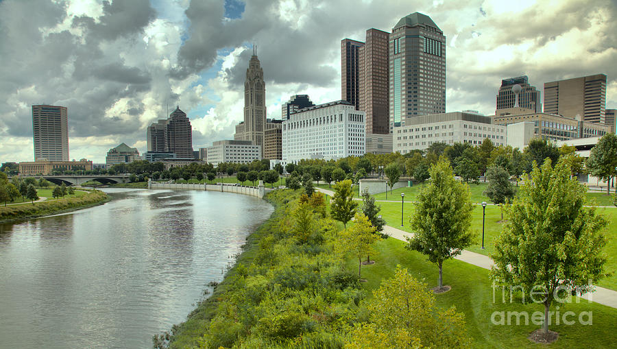 Columbus View Along The Scioto River Panorama Photograph by Adam Jewell