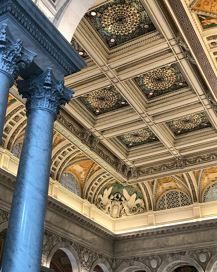 Column and Ornate Ceiling Photograph by Lee Darnell