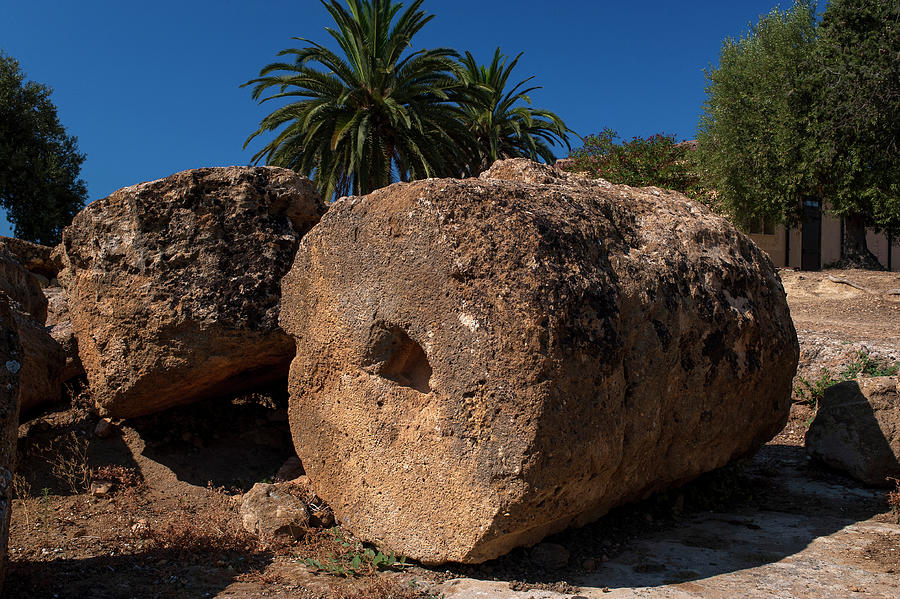 Column of Ancient Greek temple at Agrigento, formerly Akragas and ...