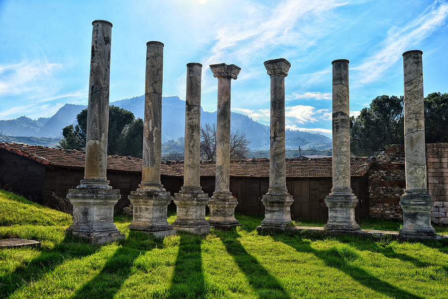 Columns around the open court, Sardis, Manisa Photograph by Emreturanphoto