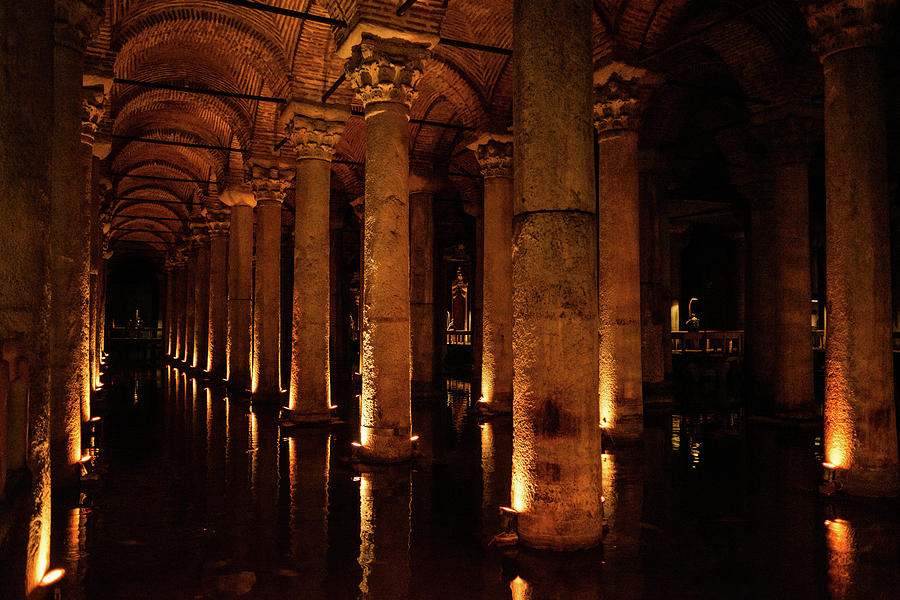 Columns Of The Basilica Cistern 01 Photograph By Ted Distel - Fine Art 