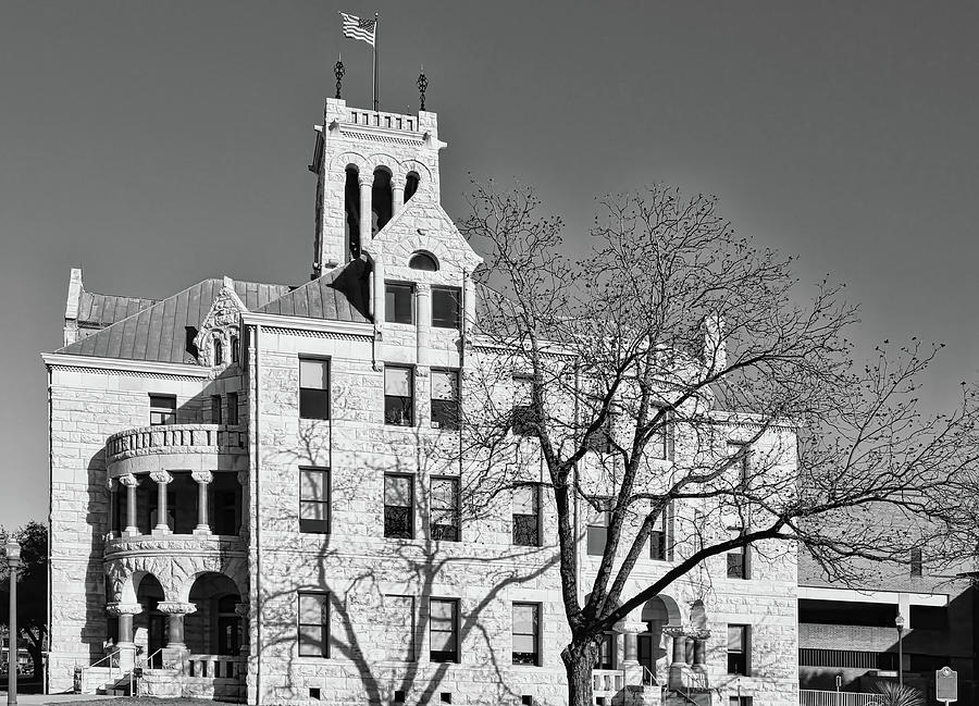 Comal County Courthouse Black and White Photograph by Judy Vincent