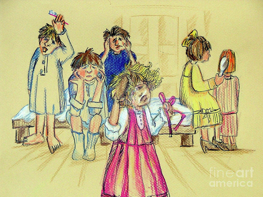 Children Drawing - Comb and Hairbrush by Mindy Newman