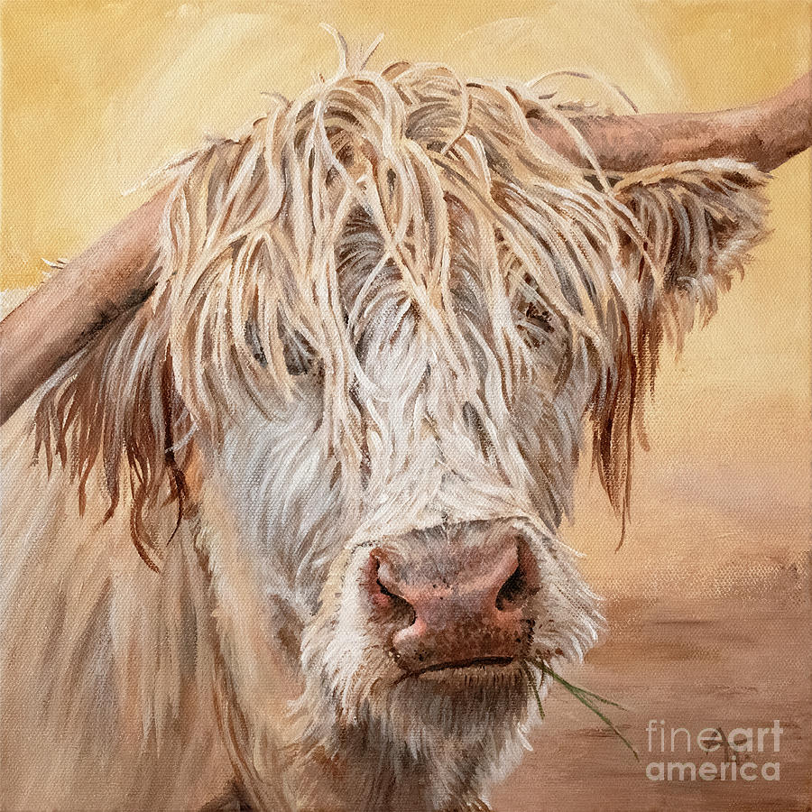 Comb Over - Highland Cow Painting Painting by Annie Troe