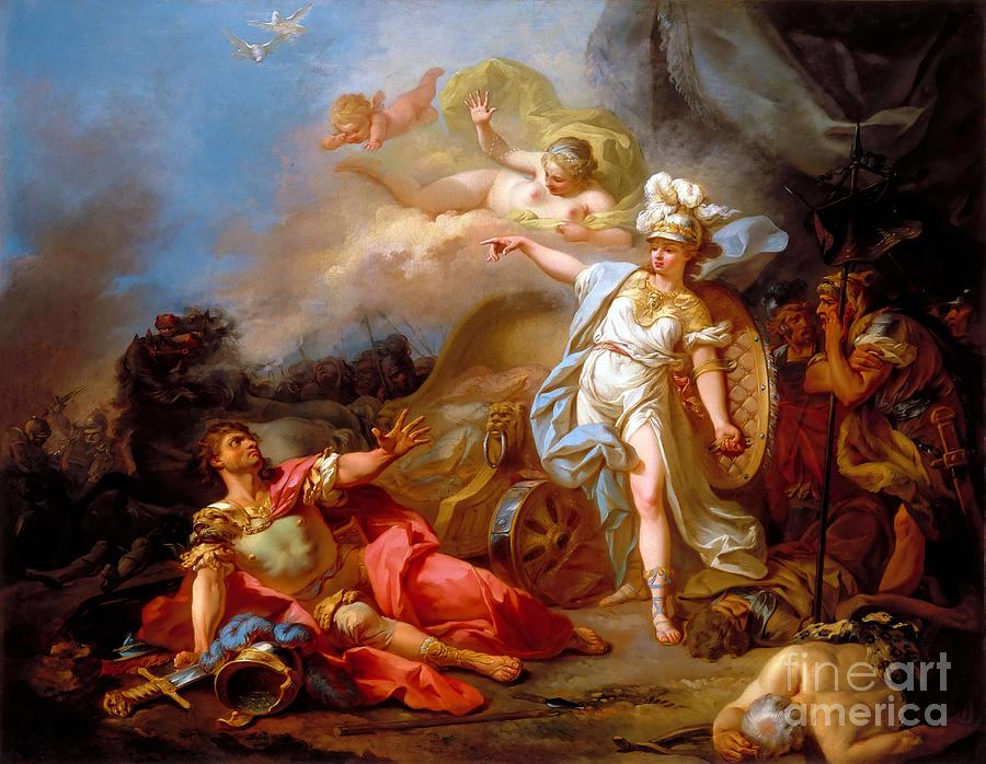 Combat between Minerva and Mars Painting by Jacques-Louis David