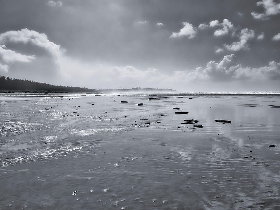 Combers Beach Morning Black and White Photograph by Allan Van Gasbeck
