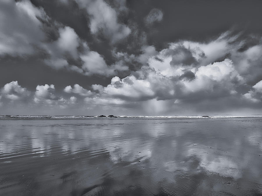 Combers Beach Sky Drama Black and White Photograph by Allan Van Gasbeck
