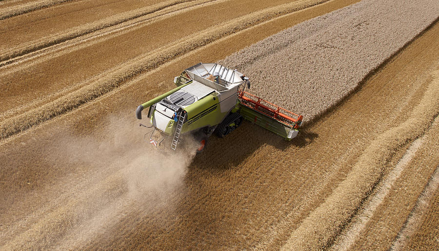 Combine Harvesting Crop in Neat Lines Photograph by Richard Newstead