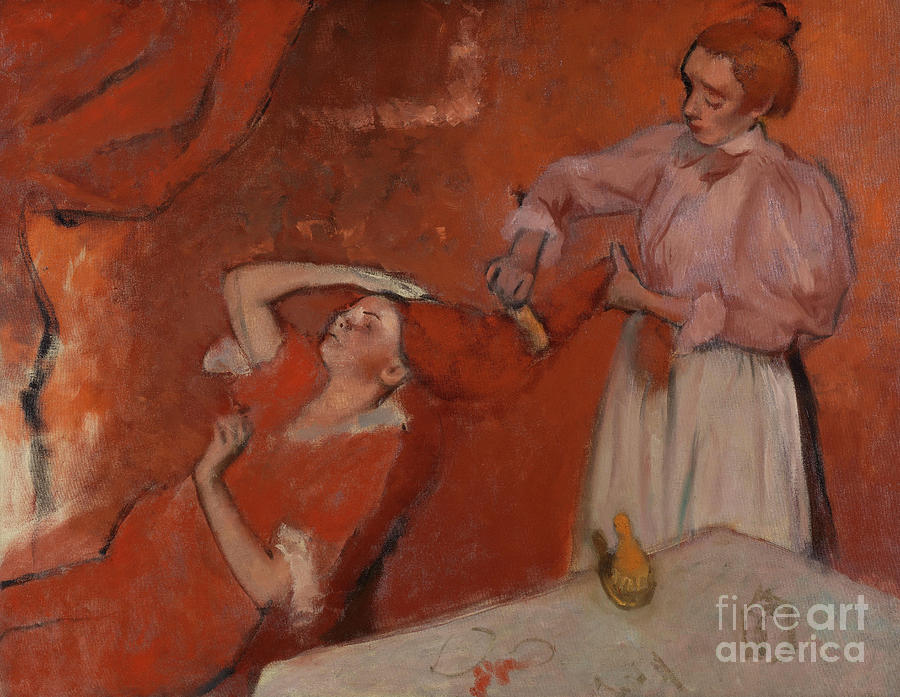 Combing the Hair  La Coiffure Painting by Edgar Degas