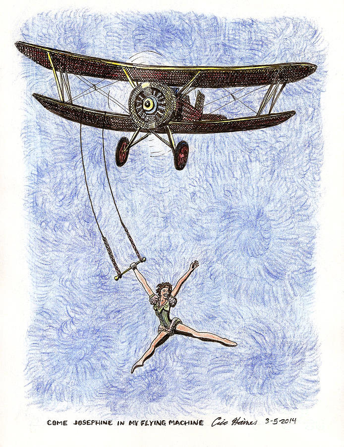 Come Josephine in my Flying Machine Drawing by Eric Haines
