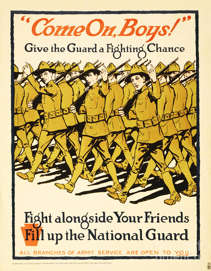 Come On Boys Fill Up The National Guard - World War 1 Recruitment ...