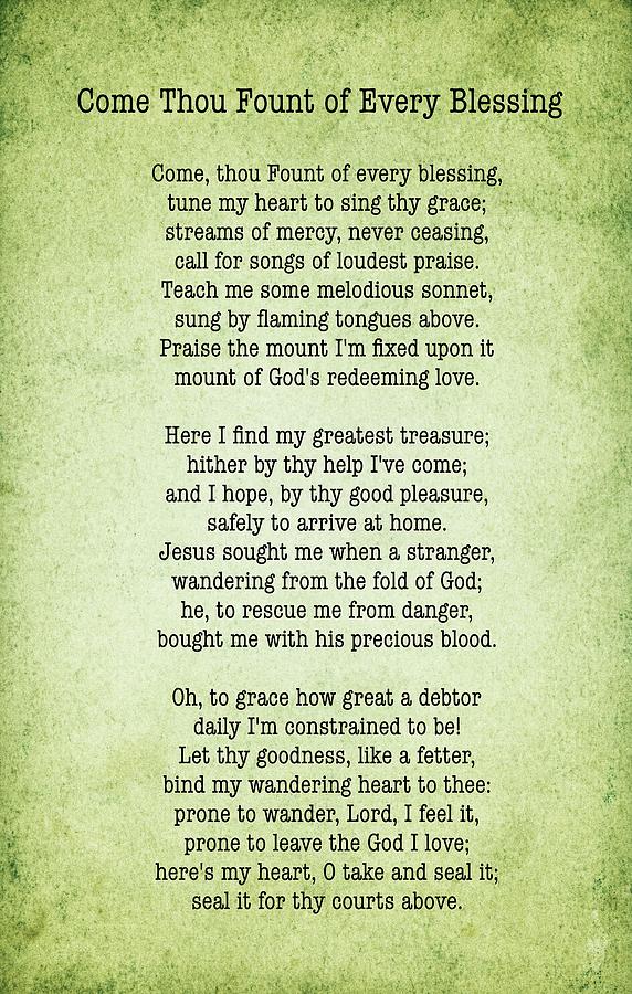 Come Thou Fount of Every Blessing  Photograph by Lynn Hopwood