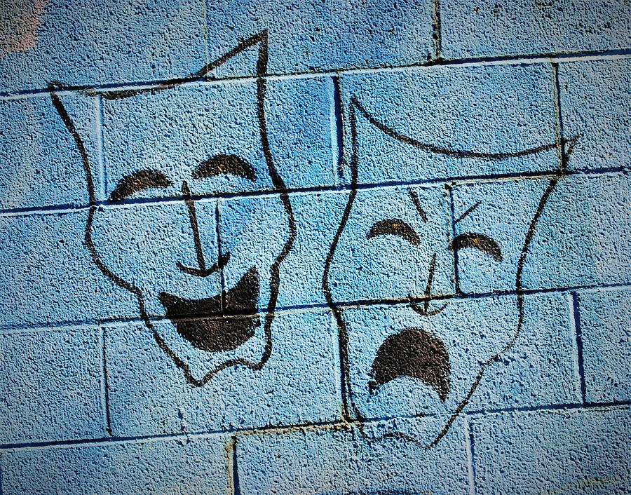 Theatre Photograph - Comedy and Tragedy Graffiti by Elizabeth Pennington