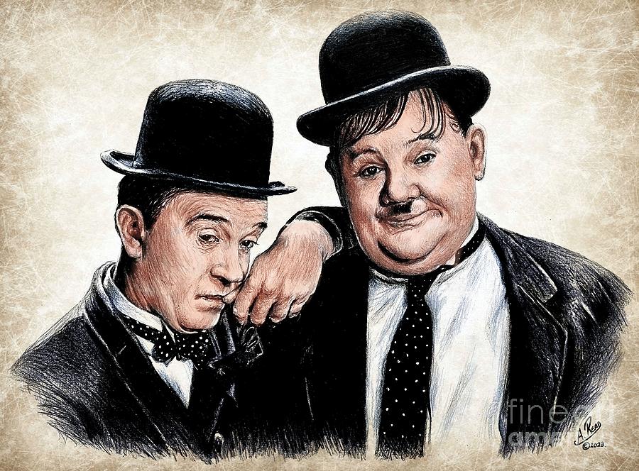 Comedy Duos Laurel and Hardy Drawing by Andrew Read - Fine Art America