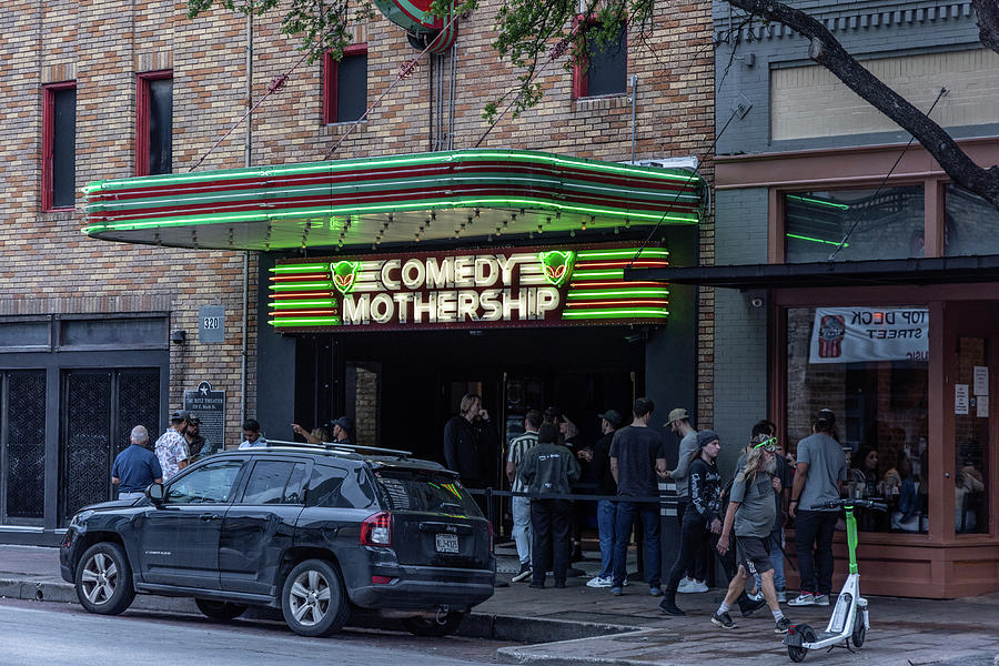 Comedy Mothership sign and crowd Photograph by John McGraw
