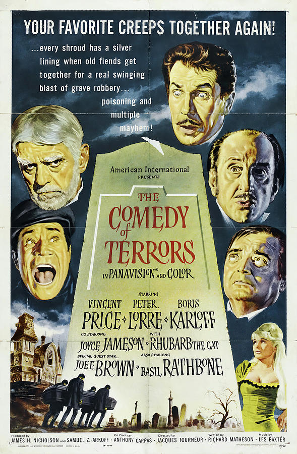 Vincent Price Mixed Media - Comedy of Terrors, with Vincent Price and Boris Karloff, 1964 by Movie World Posters