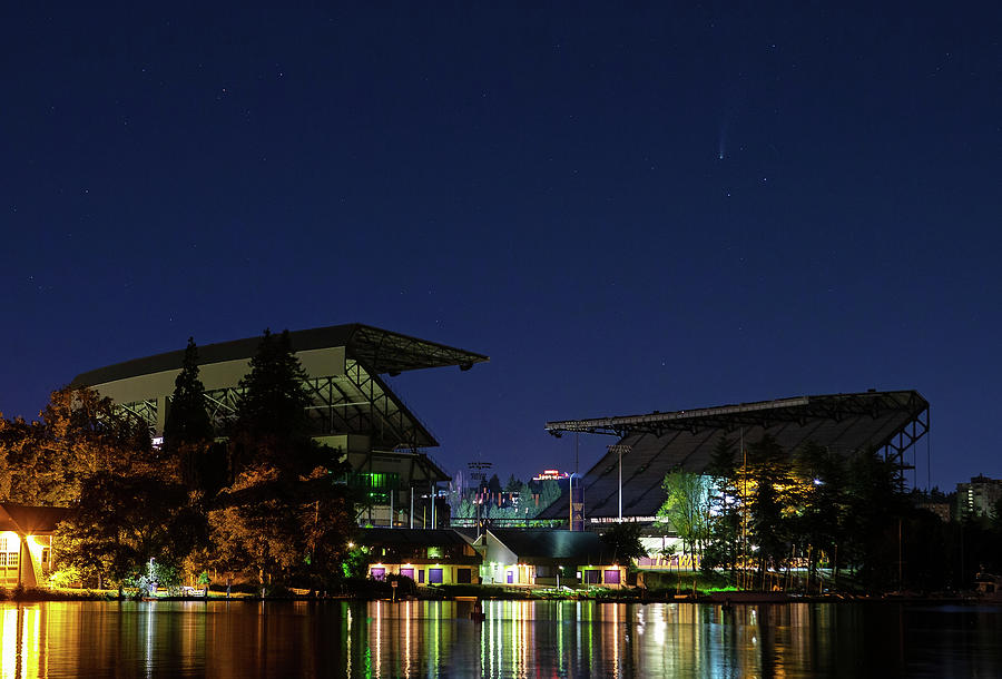 Comet Neowise and Husky Stadium Photograph by Max Waugh