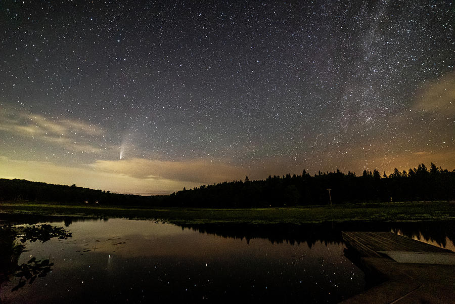 Comet Neowise and Milky Way over Black Moshannon Lake Photograph by ...