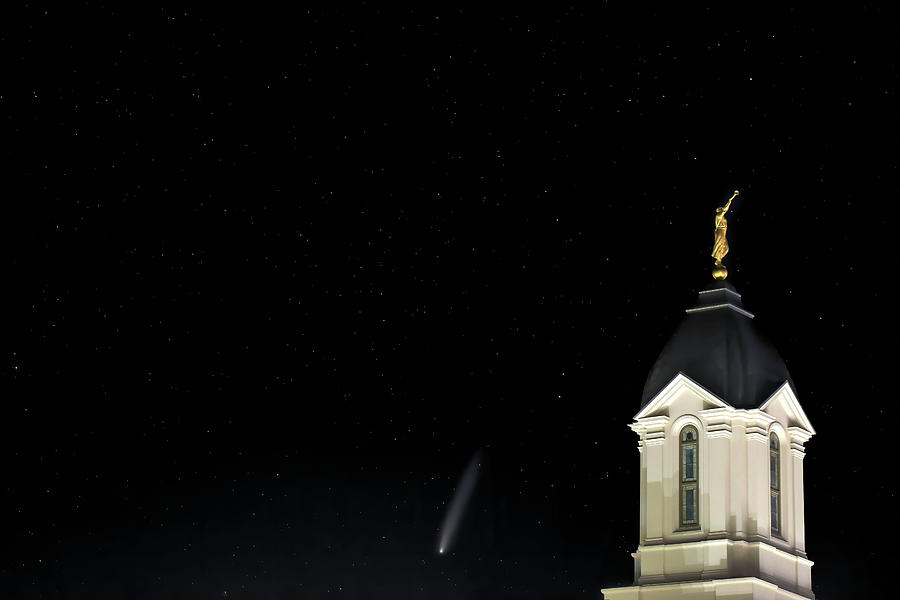 Comet Neowise and Moroni Angel Photograph by Donna Kennedy