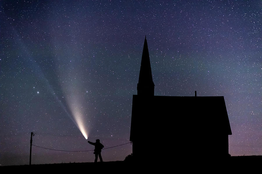 Comet Neowise and Old Church Photograph by Yoshiki Nakamura