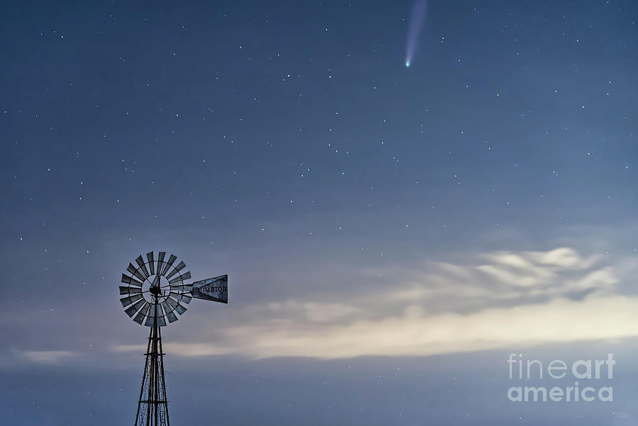 Comet Neowise and Windmill Photograph by Jennifer White