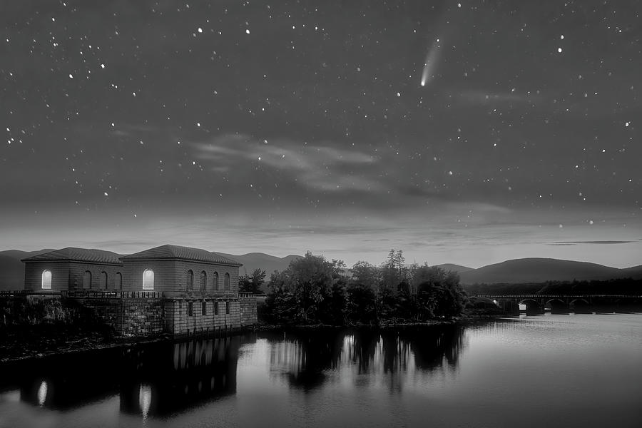 Comet Neowise At Ashokan BW Photograph by Susan Candelario