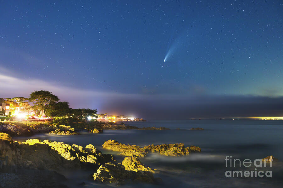 Comet NEOWISE blazing above Lovers Point in Pacific Grove Photograph by Naoki Aiba