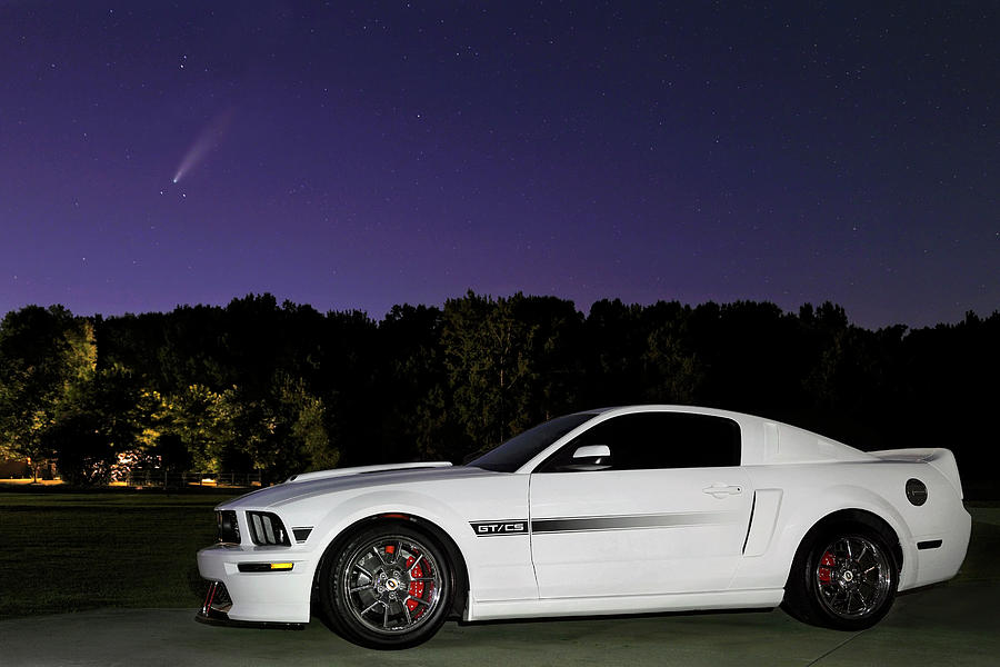 Comet Neowise over a 2008 Mustang GT/CS - California Special - Automotive Astrophotography Photograph by Jason Politte