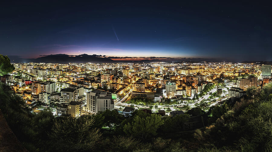 Comet Passing In Vlora City Photograph