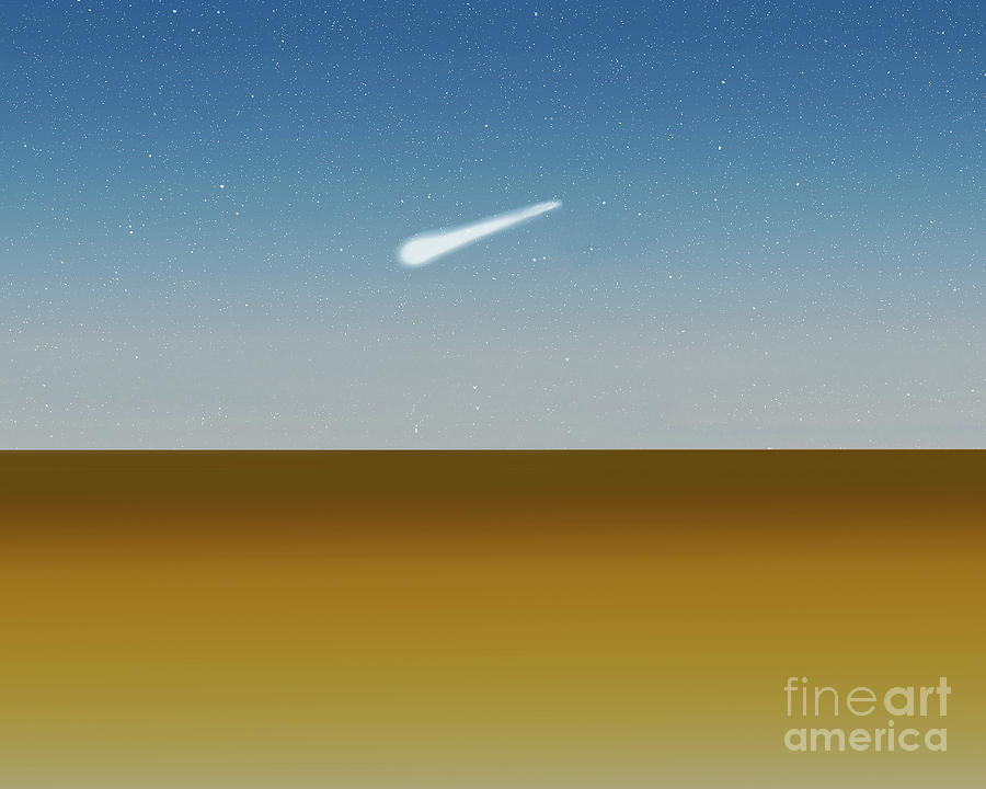 Comet streaking over  a terrestial plain in the evening Digital Art by Timothy OLeary