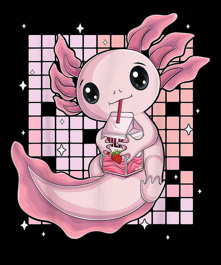 Comfortable Feeling Kawaii Axolotl Japanese Strawberry Milk Shake ...