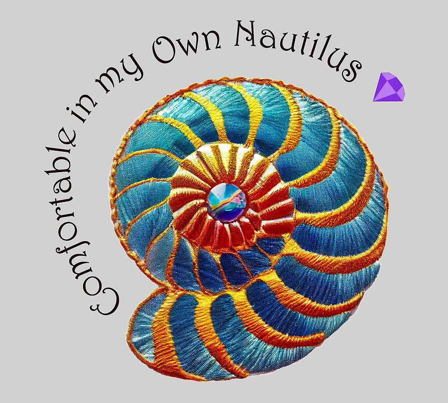 Comfortable in My Own Nautilus Shell Sacred Geometry Design Digital Art by Lena Owens - OLena Art Vibrant Palette Knife and Graphic Design