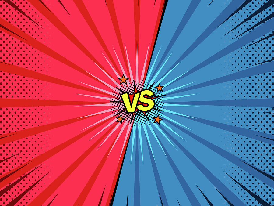 Comic Book Versus Background Classic Pop Art Style Superhero Battle