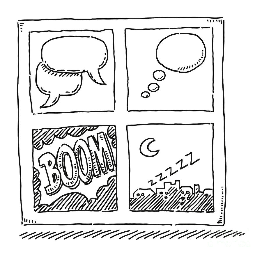 Black And White Drawing - Comic Strip Symbols Drawing by Frank Ramspott