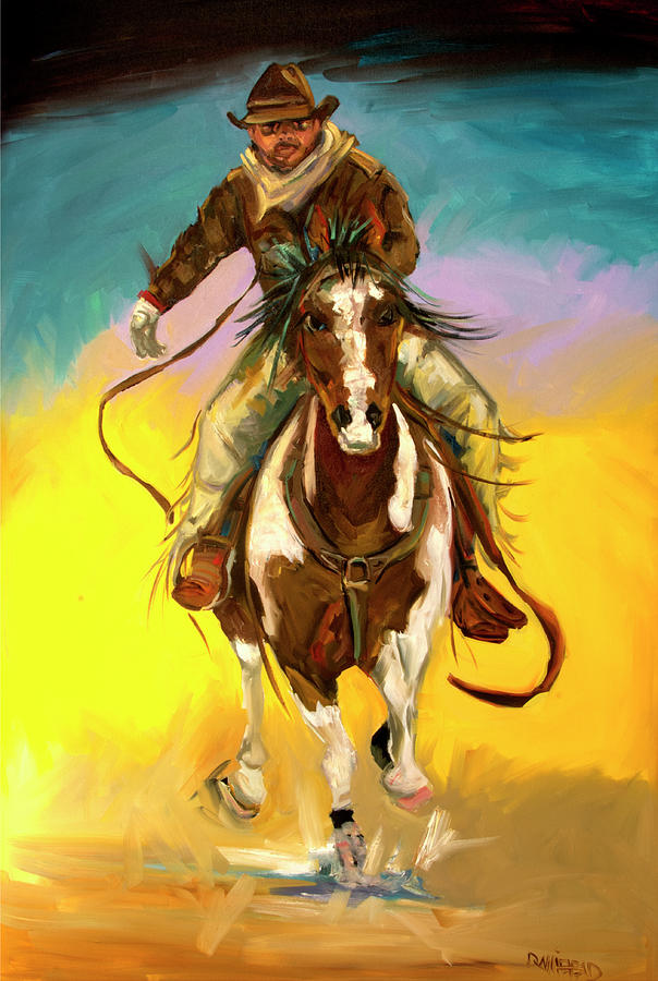 Cowboy Painting - Coming at You by Diane Whitehead Cowboy Painting - Coming at You by Diane Whitehead