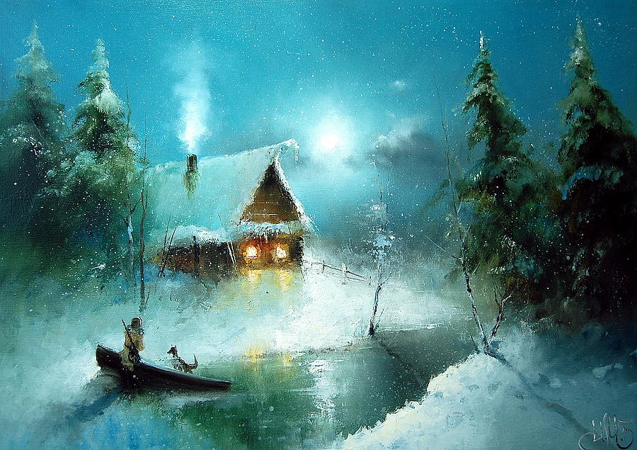 Coming Back From Winter Hunting Painting by Igor Medvedev