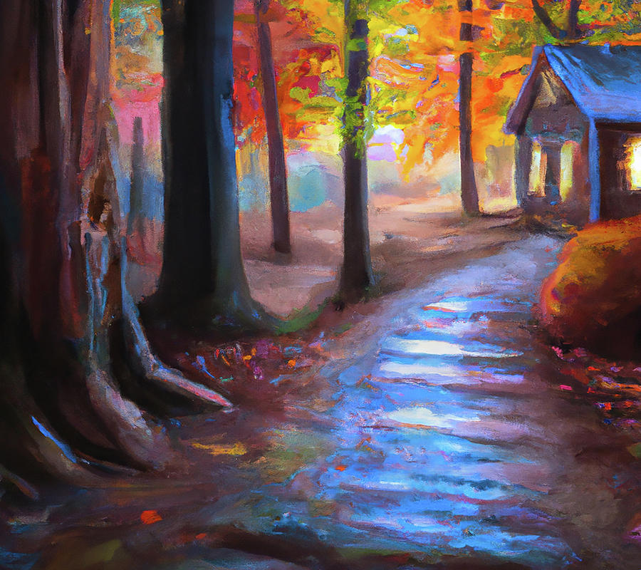 Coming Home to a Cozy Cabin Digital Art by Alison Frank