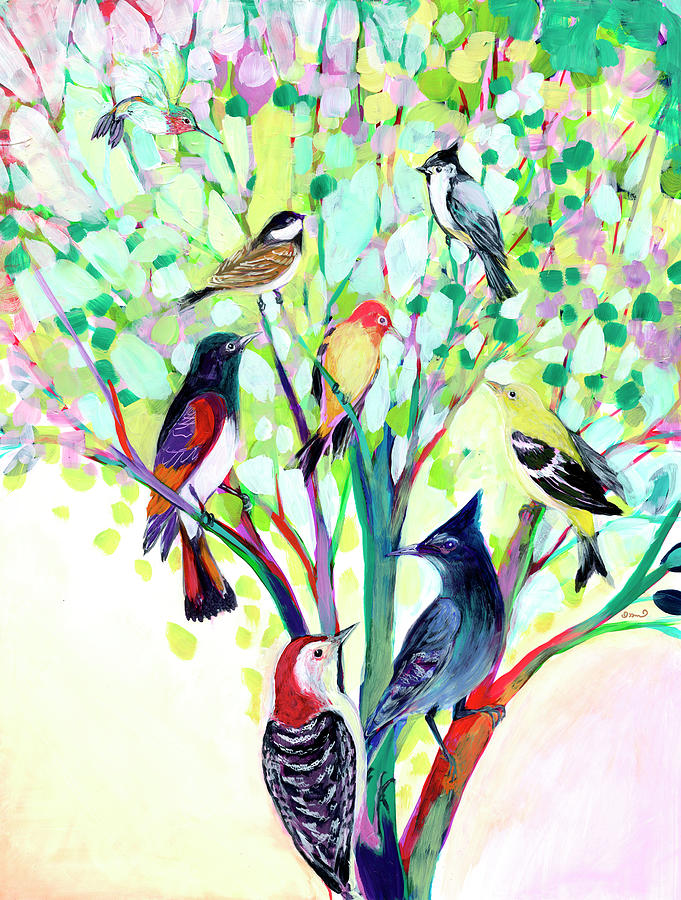 Woodpecker Painting - Coming Together by Jennifer Lommers