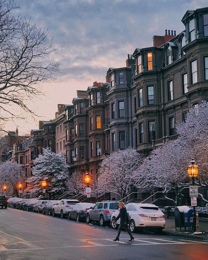 Comm Ave Winter Dusk Photograph by Brian McWilliams