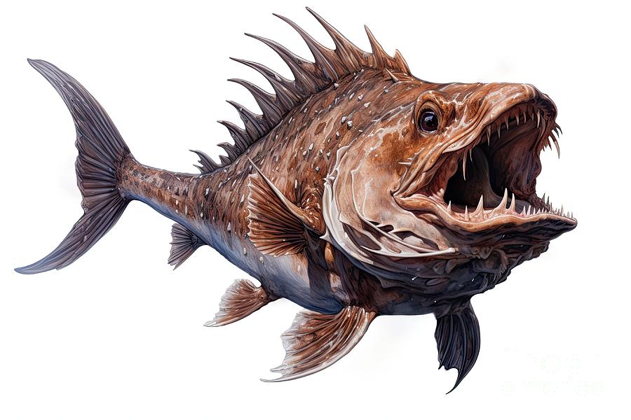 common fangtooth Anoplogaster fish Digital Art by Benny Marty