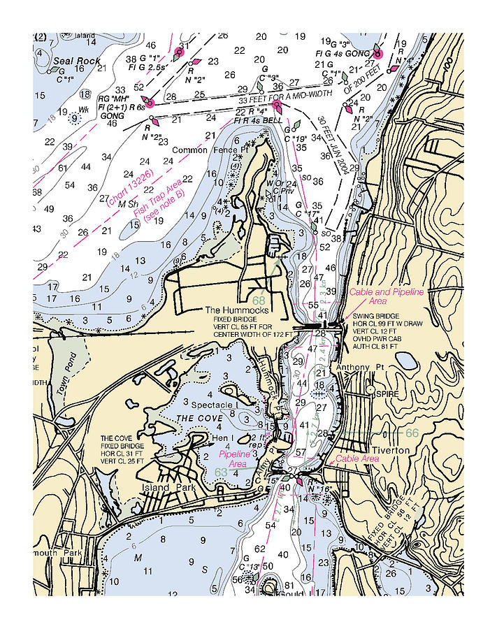 Common Fence Point Rhode Island Custom Chart Digital Art by Nautical ...